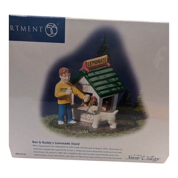Department 56 " Ben & Buddy's Lemonade Stand " #55144 Snow Village 2001 Dog - Picture 1 of 10